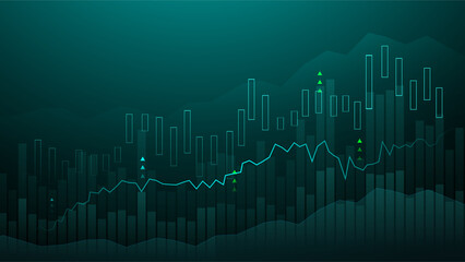 Business candle stick graph chart of stock market investment trading on blue background. Bullish point, up trend of graph. Economy vector design
