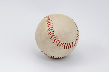 Baseball ball close up on white background. Sport equipment