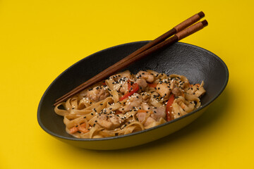 wok with vegetables and meat