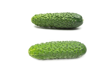Fresh green cucomber isolated on white background.