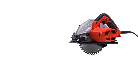 red circular saw isolated white backgorund