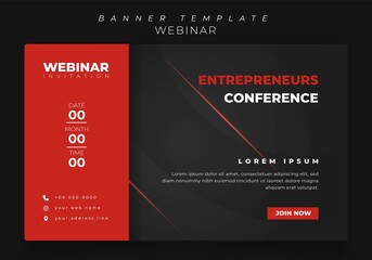 banner template in black background design for webinar invitation or online advertising design