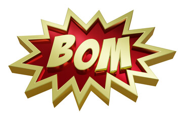 BOM TEXT 3d text banner sign,3D illustration