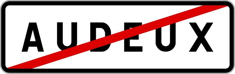 Panneau sortie ville agglom&eacute;ration Audeux / Town exit sign Audeux