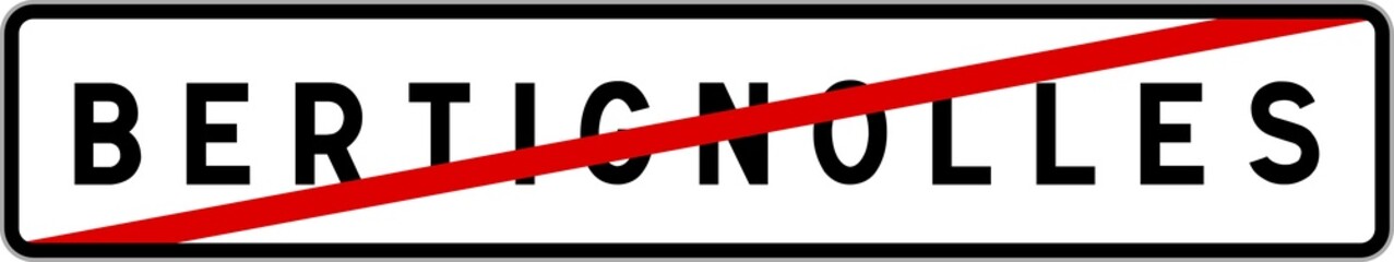 Panneau sortie ville agglom&eacute;ration Bertignolles / Town exit sign Bertignolles