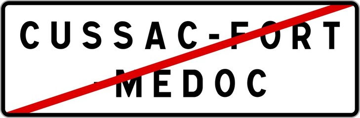 Panneau sortie ville agglomération Cussac-Fort-Médoc / Town exit sign Cussac-Fort-Médoc