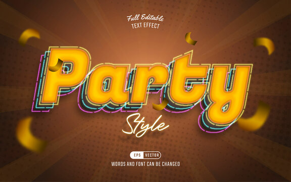 Text Effect Party with Colorful Style and Gradient Background