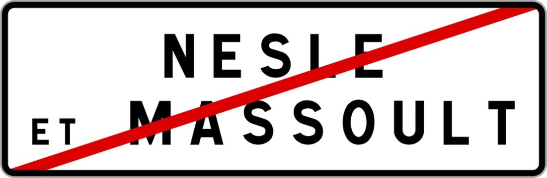 Panneau sortie ville agglom&eacute;ration Nesle-et-Massoult / Town exit sign Nesle-et-Massoult