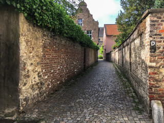 Beautiful picturesque historic suburban residential area Kaiserswerth near Dusseldorf, Germany a...