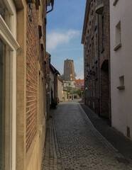 Beautiful picturesque historic suburban residential area Kaiserswerth near Dusseldorf, Germany a...