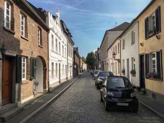 Beautiful picturesque historic suburban residential area Kaiserswerth near Dusseldorf, Germany a...