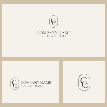 Initial letters c and c monogram logo vector. Business logo monogram with two overlap letters inside circle isolated on variation background