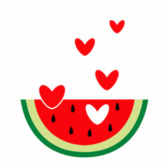 Watermelon. Summer vector illustration in flat style. 