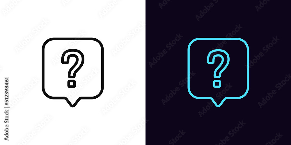 Poster outline question bubble icon, with editable stroke. question mark in bubble message, help and faq pi