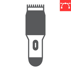 Hair trimmer glyph icon, barbershop and hairdresser, hair clipper vector icon, vector graphics, editable stroke outline sign, eps 10.