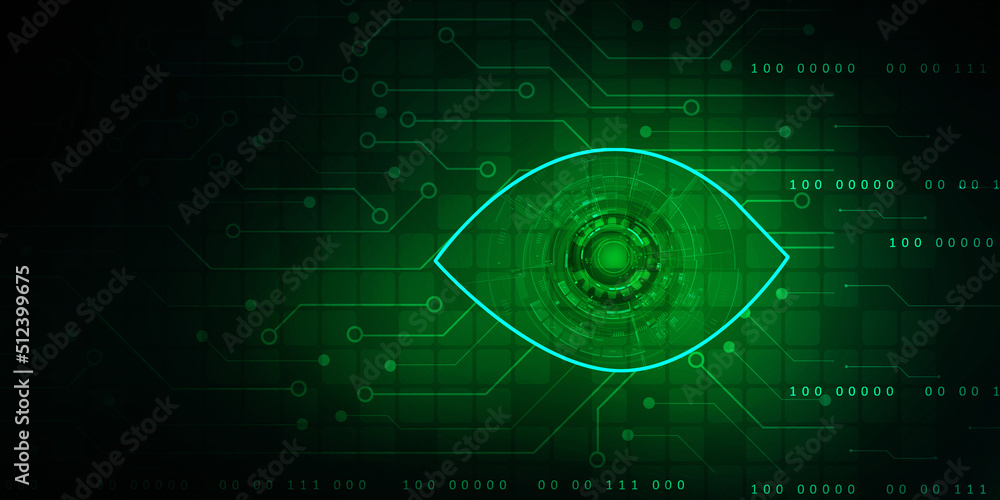 Poster 2d illustration abstract digital binary data on computer screen