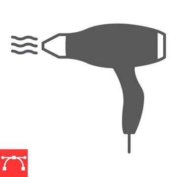 Hair dryer glyph icon, barber and hairdresser, hairdryer vector icon, vector graphics, editable stroke solid sign, eps 10.