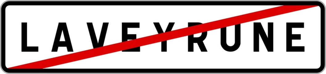 Panneau sortie ville agglomération Laveyrune / Town exit sign Laveyrune