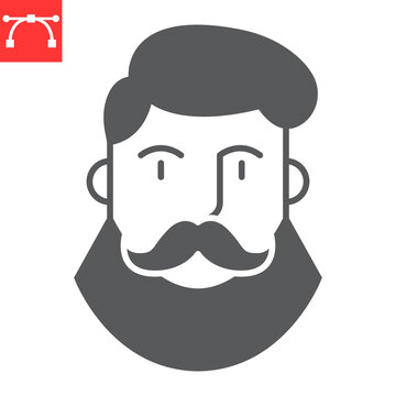 Bearded man glyph icon, barbershop logo and hairdresser, man with beard vector icon, vector graphics, editable stroke solid sign, eps 10.