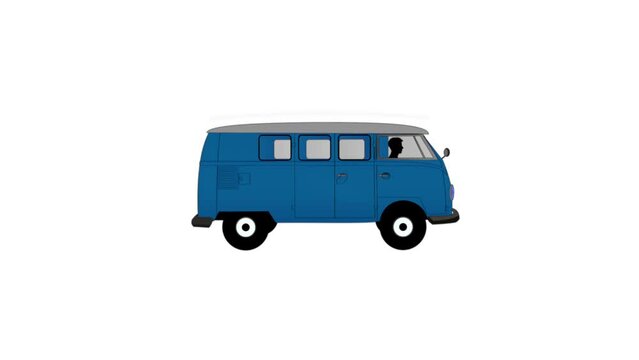 Cartoon van driving by