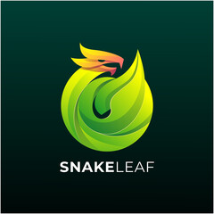 snake and leaf colorful logo