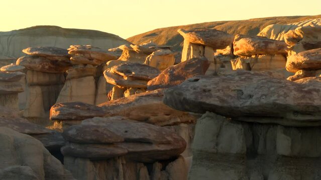 Group Of Hoodoos At Golden Sunrise In Ah Shi Sle Pah Wilderness