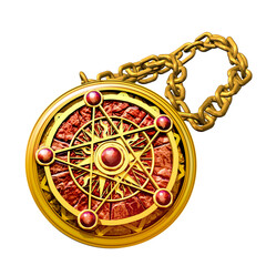 Pentagram pendant on a chain necklace. Pagan or Wiccan inspired witchy charm or amulet. 3D illustration isolated on white background