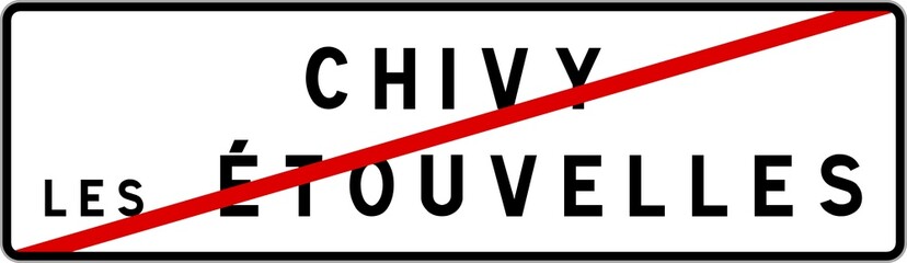 Fototapeta premium Panneau sortie ville agglomération Chivy-lès-Étouvelles / Town exit sign Chivy-lès-Étouvelles