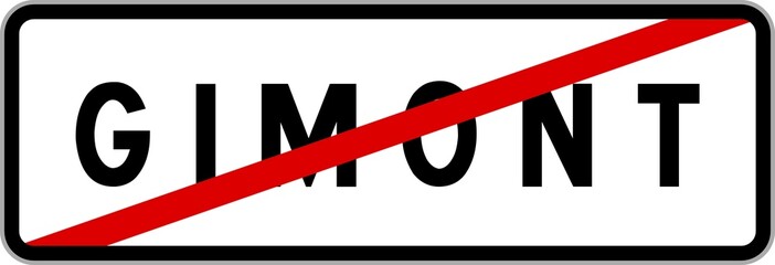 Panneau sortie ville agglomération Gimont / Town exit sign Gimont