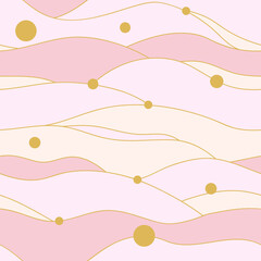Pink abstract pattern with golden dots.