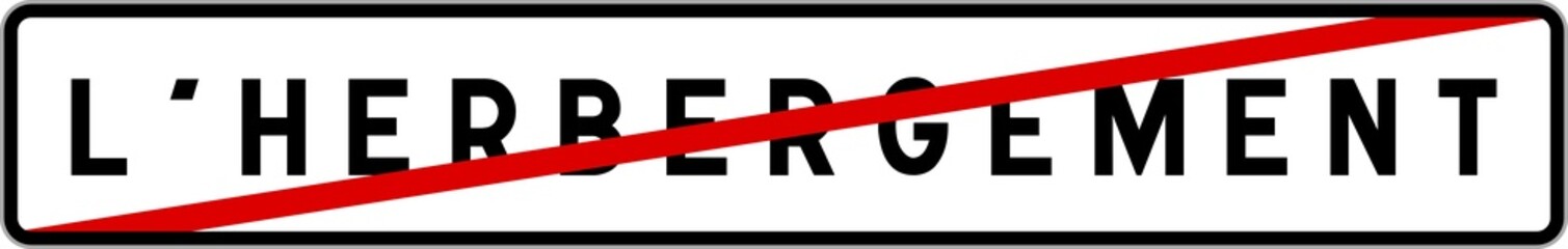Fototapeta premium Panneau sortie ville agglomération L'Herbergement / Town exit sign L'Herbergement
