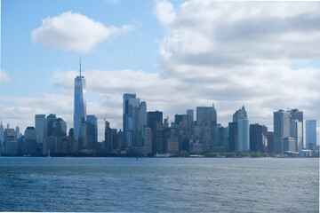 Fototapeta na wymiar Downtown New York skyline panorama from Liberty State park, USA