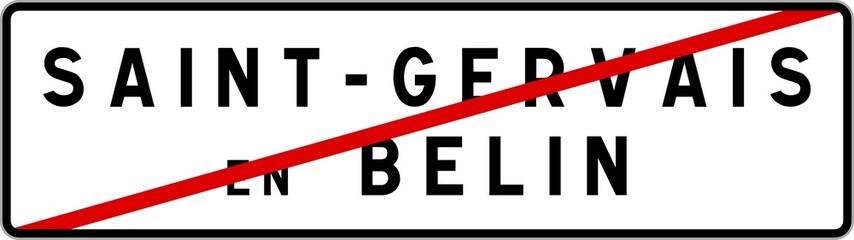 Panneau sortie ville agglomération Saint-Gervais-en-Belin / Town exit sign Saint-Gervais-en-Belin