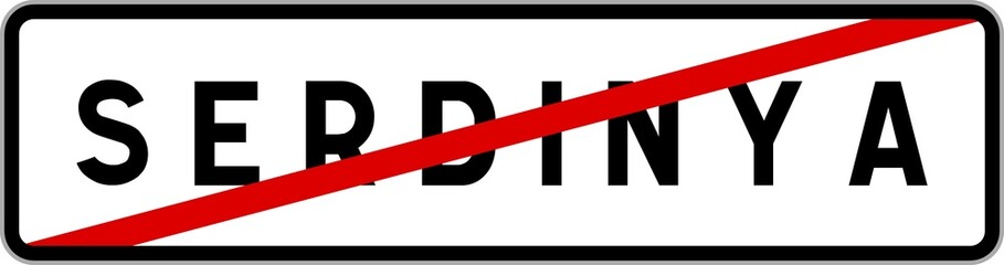 Panneau sortie ville agglomération Serdinya / Town exit sign Serdinya