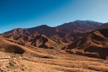 Arid grassy steppe by the Andes mountains near Tupungato, province of Mendoza, Argentina.