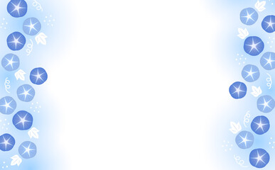 左右に咲くたくさんの朝顔