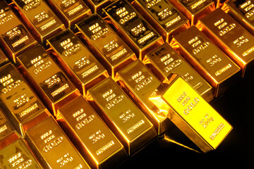 Gold bars on background, Business and Financial concepts.