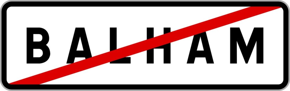 Panneau sortie ville agglom&eacute;ration Balham / Town exit sign Balham