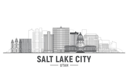 Salt Lake City line skyline Vector illustration. Stroke