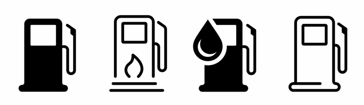 Fuel icon set. Gas station icons or signs. Engine oil icon symbol. Transport collection, petrol fuel. Vector illustration