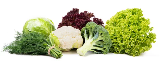 Vlies Fototapete Frisches Gemüse Vielzahl von frischem und reifem Gemüse, isoliert auf weiss