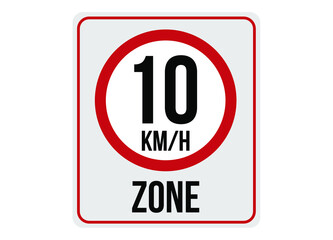 10km/h speed limit zone. Vector illustration.