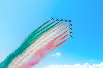 World famous Frecce Tricolori aerobatic team in Alghero