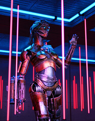Obraz premium Neon Steampunk Robot