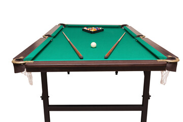A pool table. Parts of a billiard table close-up. American pool table. Billiard pockets. Wooden billiard table.