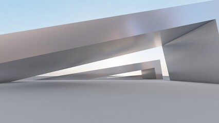 Architecture background geometric arched interior 3d render