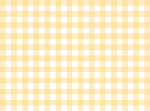 Yellow gingham fabric square checkered seamless pattern texture background vector