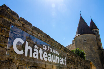 Chateauneuf, France, April 17, 2022. the Chateau de Chateauneuf-en-Auxois is a fortress, typical of 15th century Burgundian military architecture