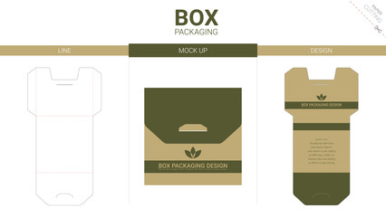 Box packaging mail and mockup die cut template