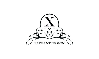 Stylish emblem for exquisite logos and monograms with the letter X in the center.